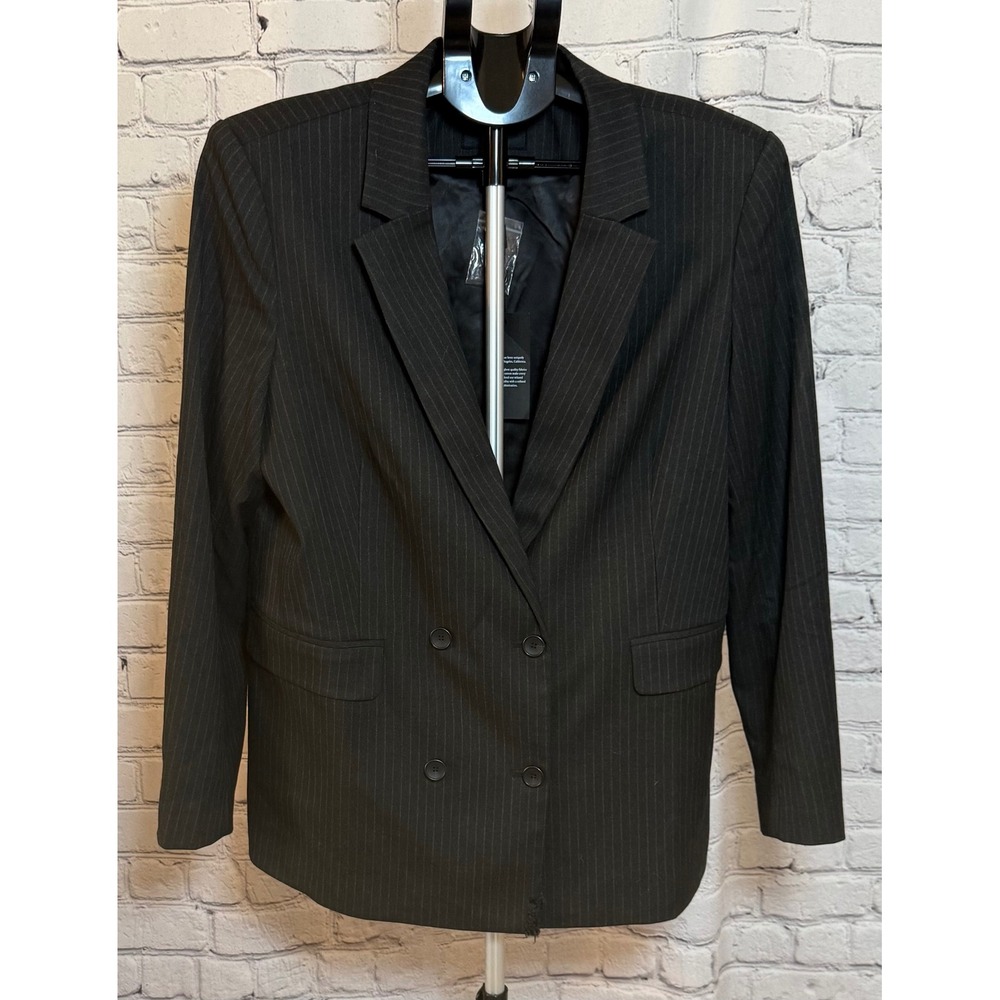 Rails JAC Charcoal Pinstripe Blazer Double Breasted Large NWT Damaged